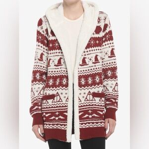 Harry Potter Fair Isle Sherpa Open Cardigan Sweater